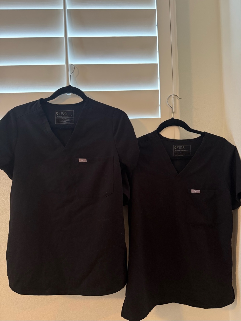 Figs Black V-Neck Medical Scrub Tops